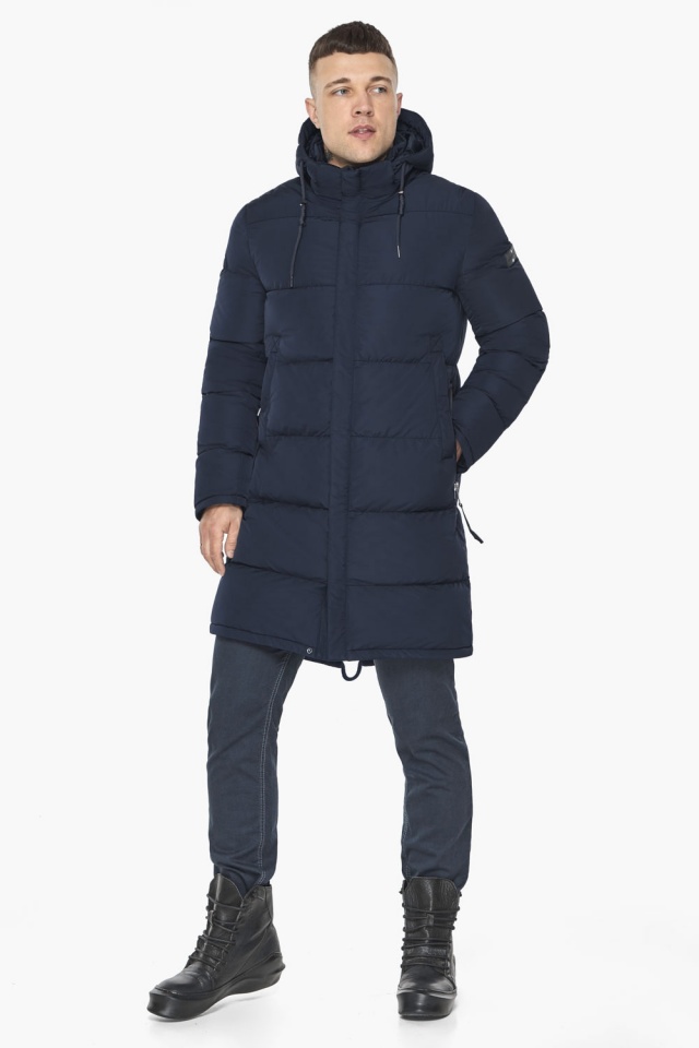 Удлинённая мужская чёрно-синяя куртка на зиму модель 49609 Braggart "Dress Code" фото 2