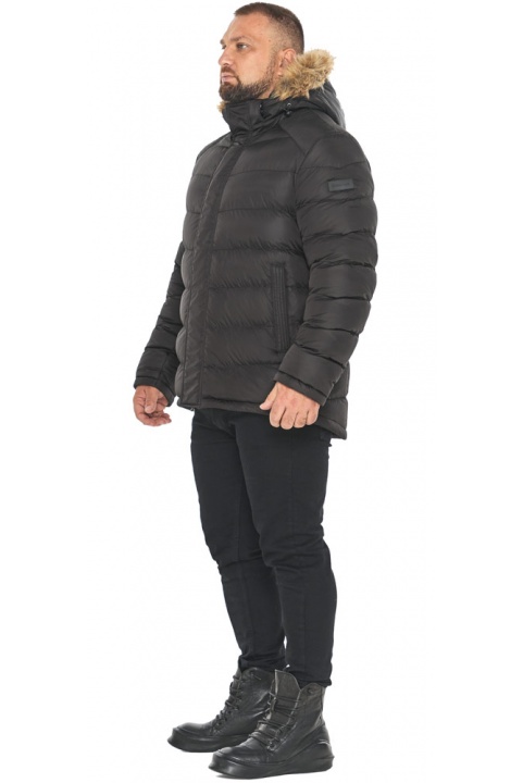 Зимняя чёрная куртка с опушкой мужская модель 49868 Braggart "Aggressive" фото 1