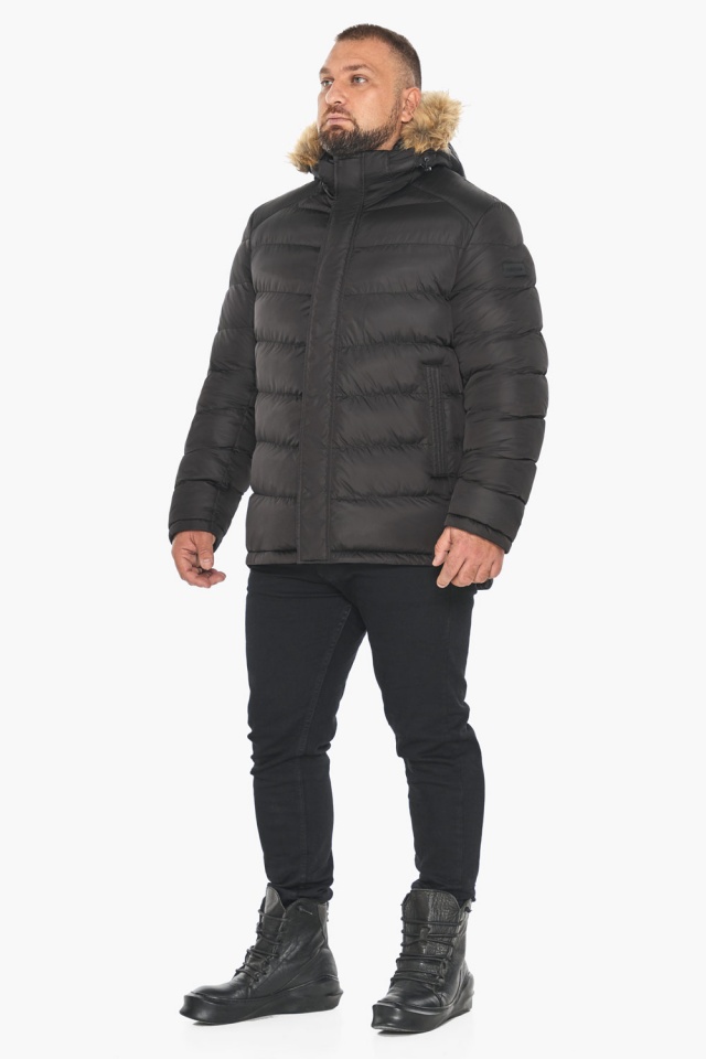 Зимняя чёрная куртка с опушкой мужская модель 49868 Braggart "Aggressive" фото 7