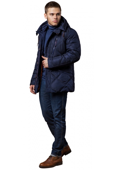 Теплая зимняя курточка мужская тёмно-синяя модель 12481 Braggart "Dress Code" фото 1