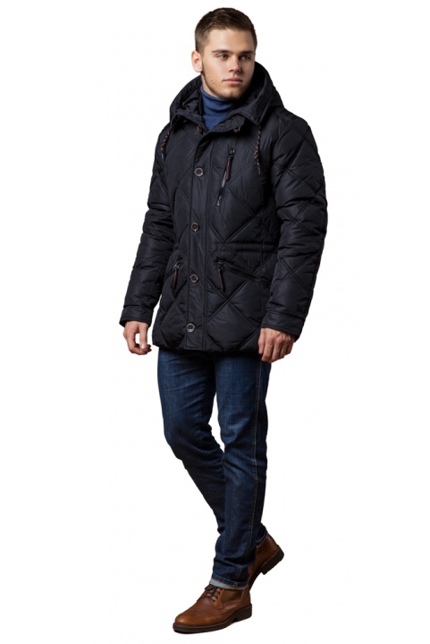 Современная мужская зимняя курточка чёрная модель 12481 Braggart "Dress Code" фото 1