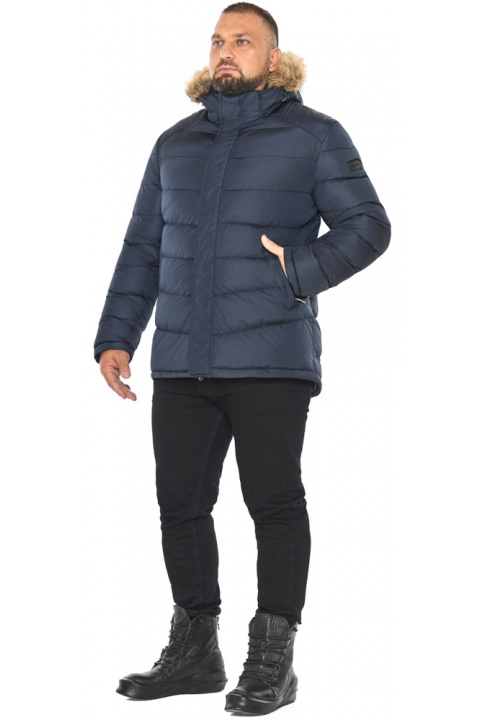 Тёмно-синяя куртка мужская зимняя удобная модель 49868 Braggart "Aggressive" фото 1