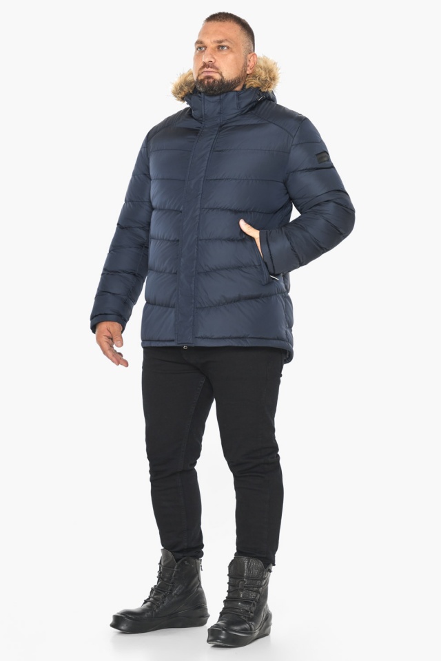Тёмно-синяя куртка мужская зимняя удобная модель 49868 Braggart "Aggressive" фото 2
