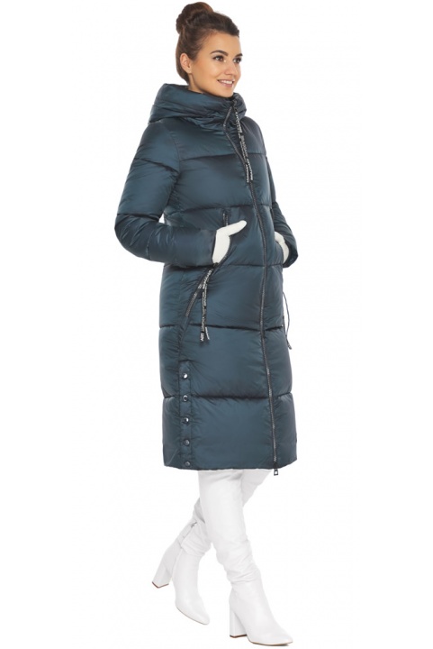 Женская сапфировая куртка зимняя с капюшоном модель 56530 Braggart "Angel's Fluff" фото 1
