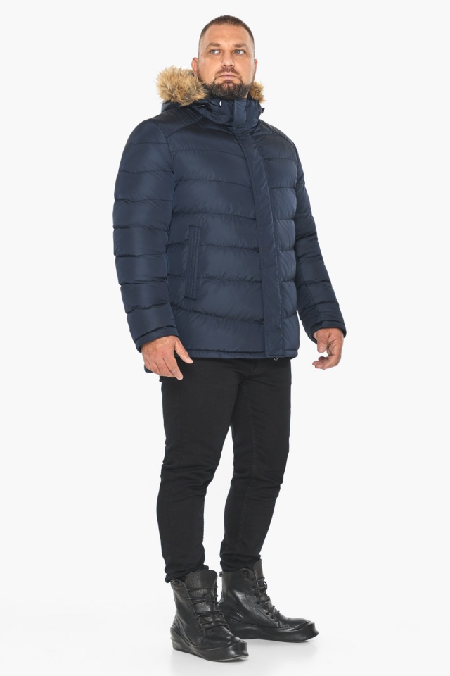 Тёмно-синяя куртка мужская зимняя удобная модель 49868 Braggart "Aggressive" фото 3
