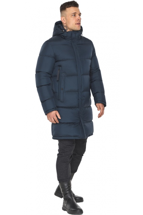 Длинная зимняя тёмно-синяя мужская куртка с карманами модель 59883 Braggart "Dress Code" фото 1