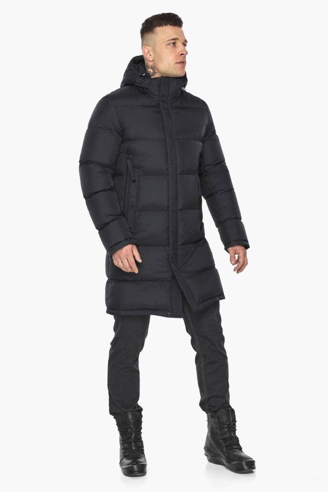 Зимняя мужская чёрная куртка с воротником-стойкой модель 59883 Braggart "Dress Code" фото 3