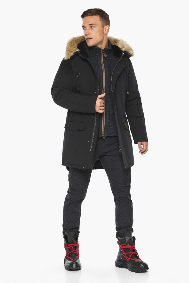 Мужская зимняя куртка с карманами цвет чёрный модель 63484 Braggart "Arctic" фото 2
