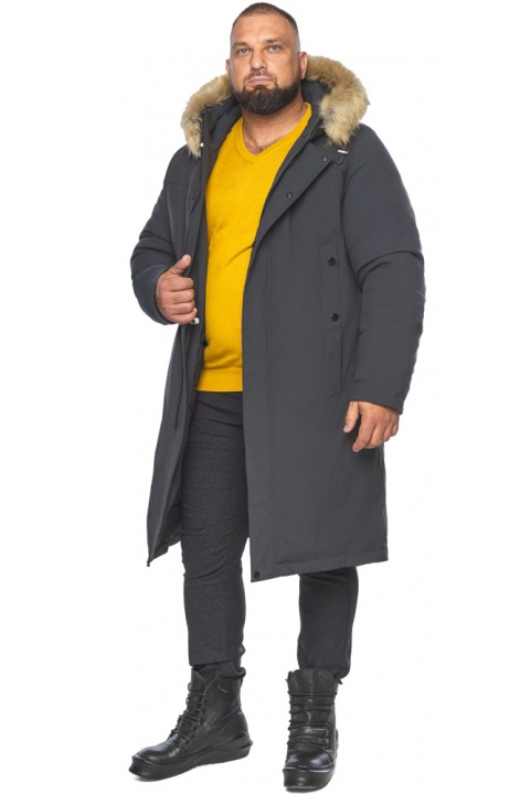 Мужская графитовая куртка с опушкой модель 58013 Braggart "Arctic" фото 1