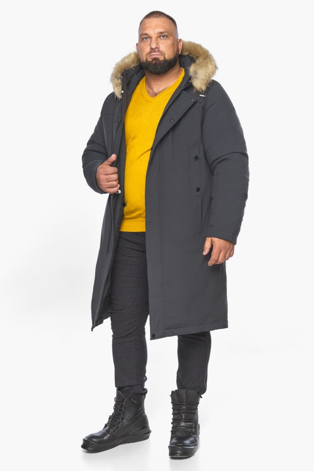 Мужская графитовая куртка с опушкой модель 58013 Braggart "Arctic" фото 3