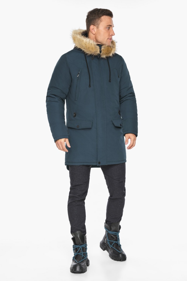 Куртка брендовая зимняя мужская тёмно-синего цвета модель 63484 Braggart "Arctic" фото 2