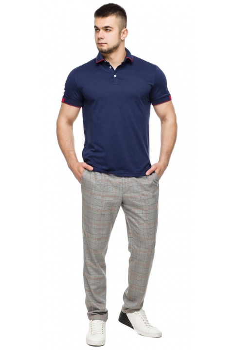 Мужская стильная футболка поло цвет темно-синий-красный модель 6618 Braggart фото 1