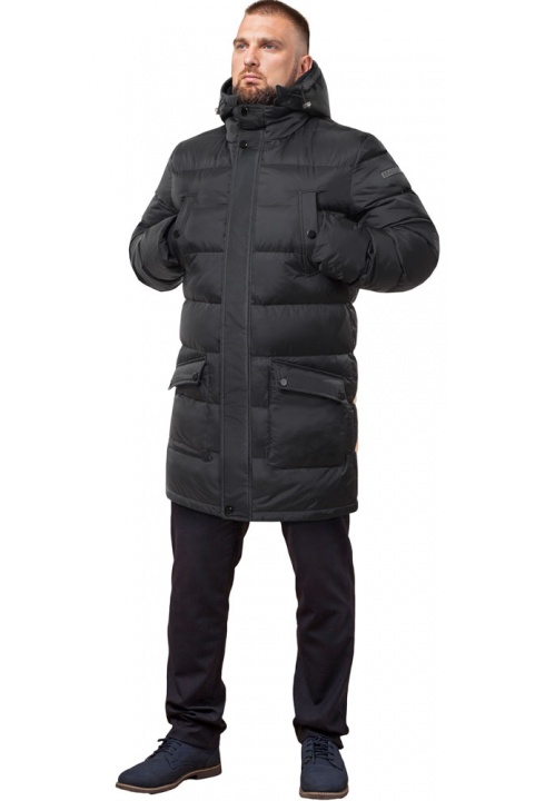 Графітова чоловіча зимова куртка з планкою модель 32045 Braggart "Dress Code" фото 1