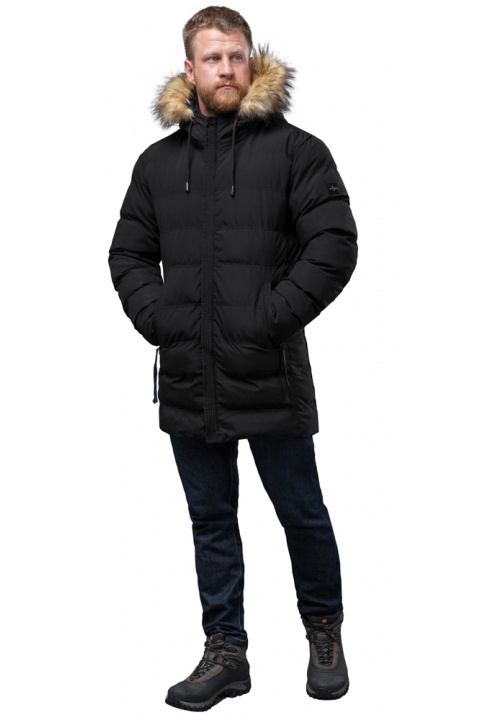 Чорна чоловіча зимова куртка високої якості модель 74560 Tiger Force фото 1