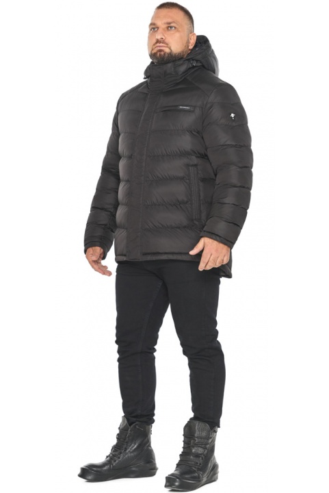 Тёплая мужская куртка чёрная на зиму модель 49768 Braggart "Aggressive" фото 1