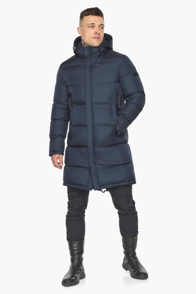 Длинная куртка на зиму мужская тёмно-синяя модель 49773 Braggart "Dress Code" фото 2