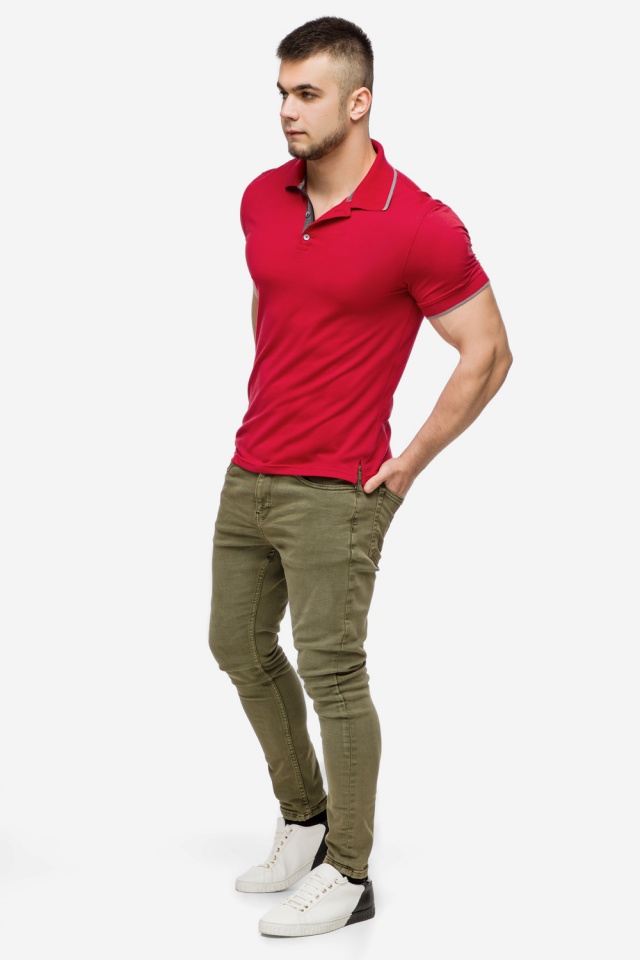 Красная практичная футболка поло мужская модель 6093 Braggart фото 4
