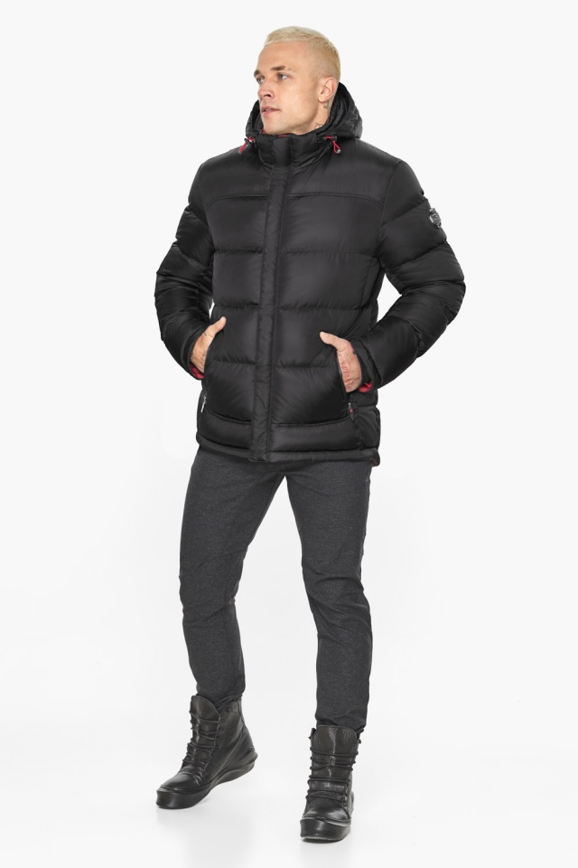 Чоловіча брендова куртка для зими колір чорний-червоний модель 51999 Braggart "Aggressive" фото 3