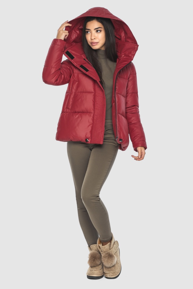 Красная осенняя женская куртка стильного пошива модель M6981 Moc – Ajento – Vivacana фото 2
