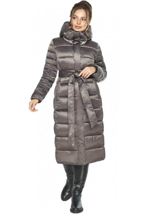 Жіноча куртка з поясом колір капучино 21152 Ajento фото 1