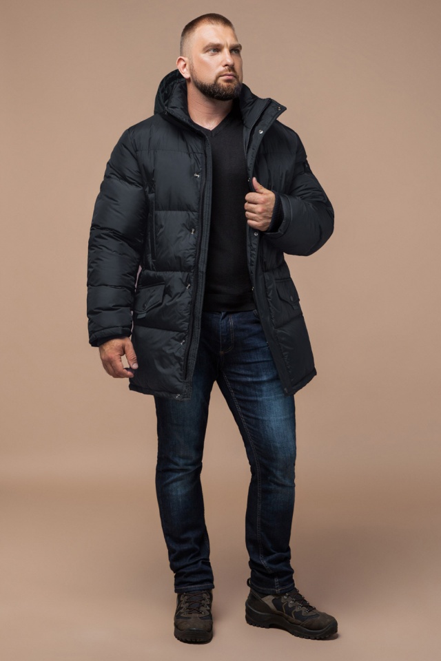 Трендовая мужская зимняя куртка чёрная модель 27055 Braggart "Dress Code" фото 3