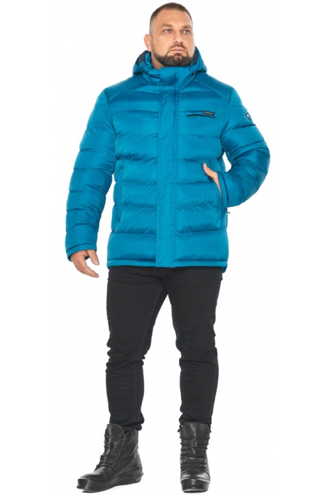 Бирюзовая куртка с ветрозащитным клапаном зимняя мужская модель 49768 Braggart "Aggressive" фото 1