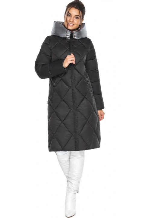 Жіноча чорна куртка зимова з блискучим капюшоном модель 46510 Braggart "Angel's Fluff" фото 1