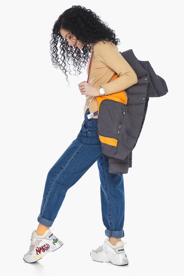 Классическая осенняя куртка в молодежном стиле графитовая модель 22150 Youth фото 3